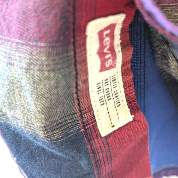 Levis Pearlsnap Western Plaid Button Down Shirt Blue Red size XXL Classic - Picture 4 of 6